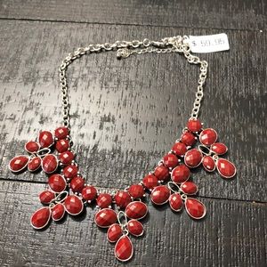 NWT BALLET Beautiful Red Gemstone Statement Necklace